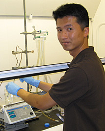 James Su in Professor Healy's lab in Stanley Hall. 