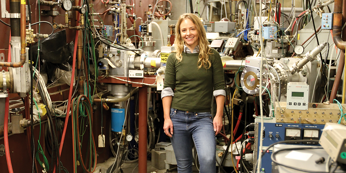 Bethany Lyles Goldblum inside Berkeley Lab's 88-inch Cyclotron