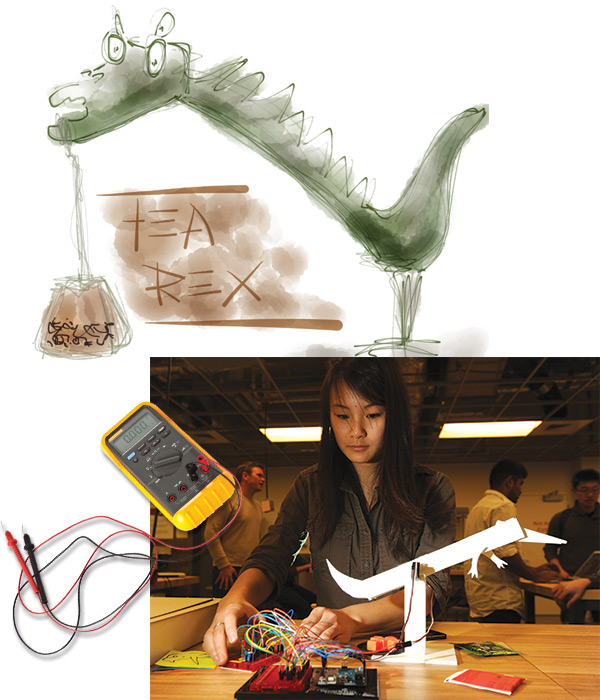 Brittany Cheng adjusting Tea-Rex device