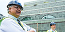 Dean sastry at the Jacobs Hall construction site