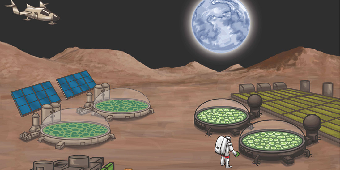 Illustration of syntetic biology on Mars