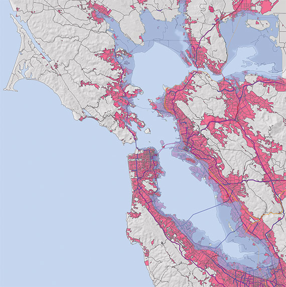 Map of Bay Area inundation projections