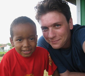 Mathias Craig with a young friend in Nicaragua.
