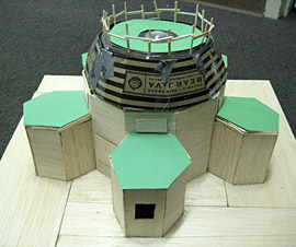 Scale model of a Pomo Nation home designed by Berkeley students for Engineering E10. Photo courtesy of Ryan Shelby 