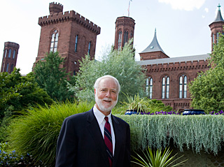 G. Wayne Clough (Ph.D.'69 CEE), 12th secretary of the Smithsonian Institution, loves his new job. "The perk is being secretary because I get to see all these amazing collections," he says. PHOTO COURTESY SMITHSONIAN INSTITUTION