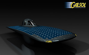 ONE FOR THE ROAD: A rendering of Impulse, CalSol’s car that will compete this October in the World Solar Challenge, an 1,800-mile road race across Australia. COURTESY CALSOL