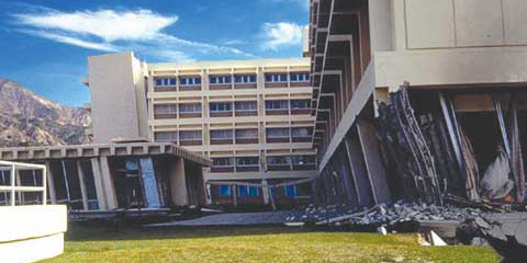 Hospital damaged by earthquake