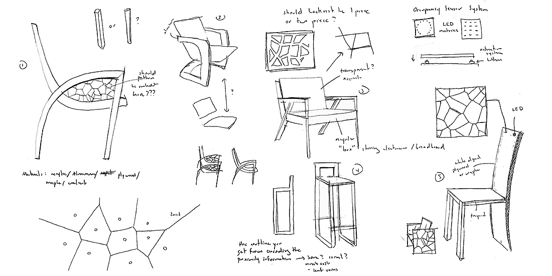 A student sketch from the Interactive Seating class