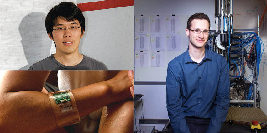 Wei Gao and his sensor wristband, and Sergey Levine