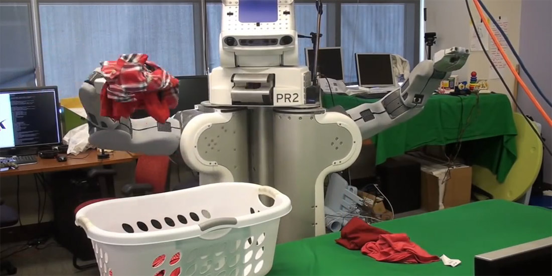 BRETT, the Berkeley Robot for the Elimination of Tedious Tasks, doing laundry