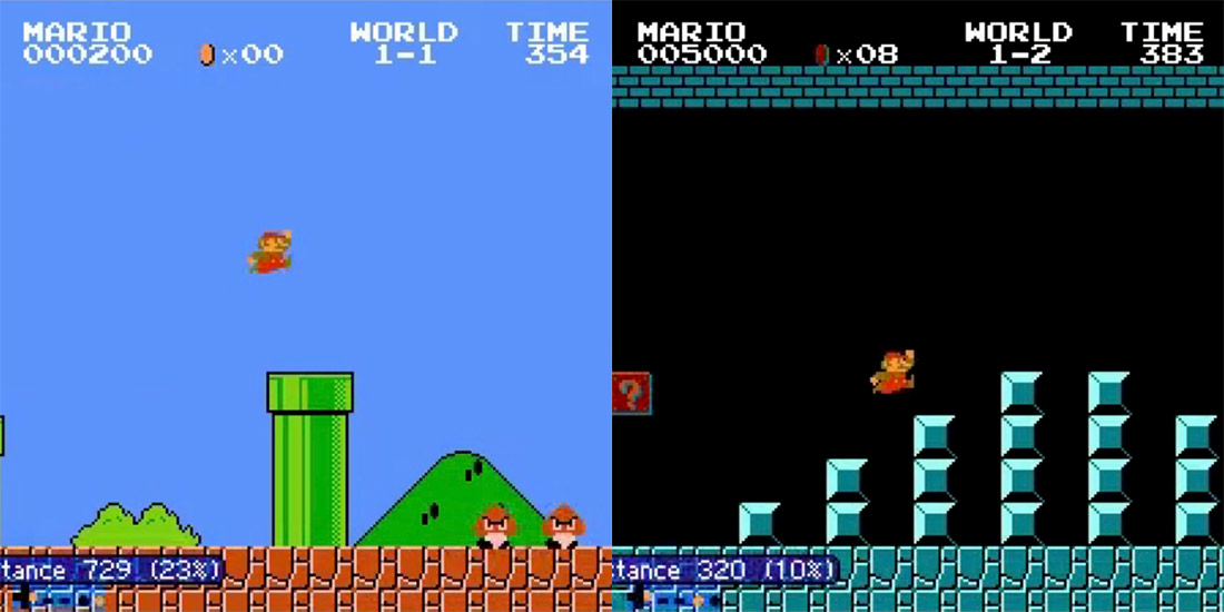 Screenshots from Super Mario Bros. game