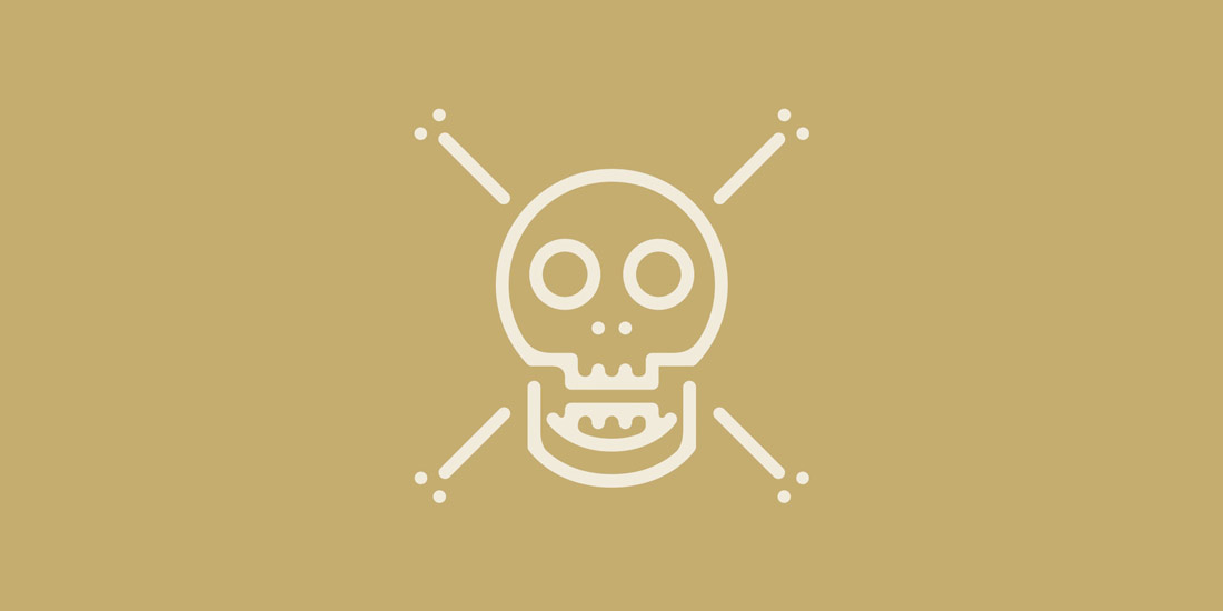 Warning flag with skull and crossbones