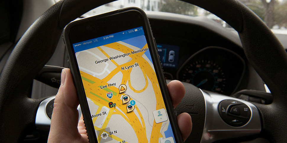 Waze navigation app on a cellphone
