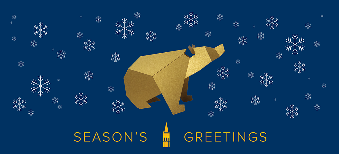 Season's Greetings with golden bear
