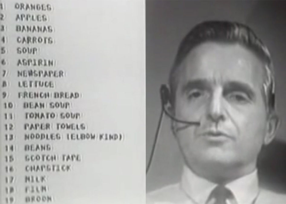 Douglas Engelbart in a scene from his pioneering 1968 multimedia demonstration