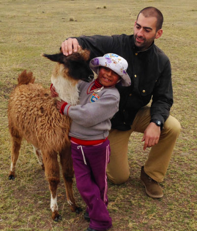 ES2 student with child and llama
