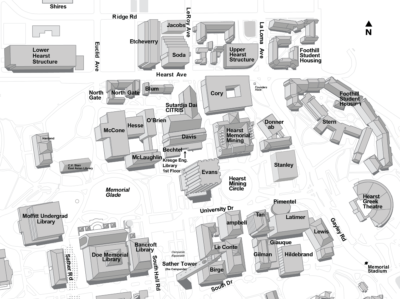 Map of engineering (northeast) quadrant of UC Berkeley campus