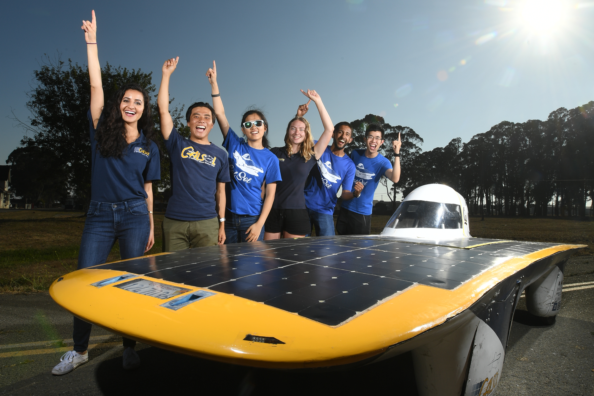 Winning CalSol team and their solar-powered car