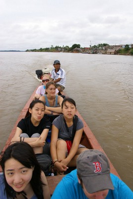 Traveling in a boat on the Mazan River