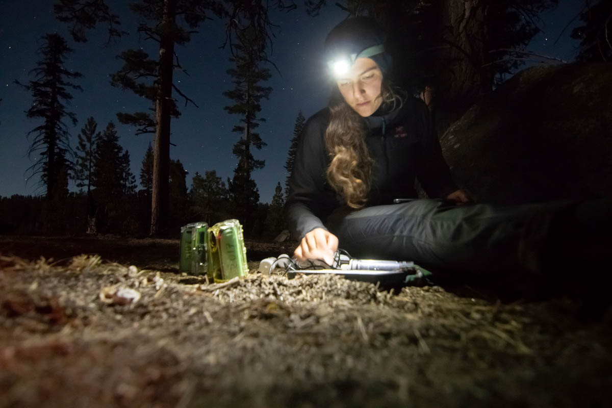 Katya Rakhmatulina preps time-lapse cameras to deploy in the Illilouette Creek Basin.