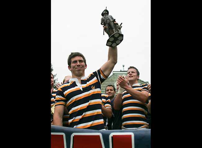 Muhn with his “Man of the Match” trophy after Cal won the first leg of the World Cup Series in 2009