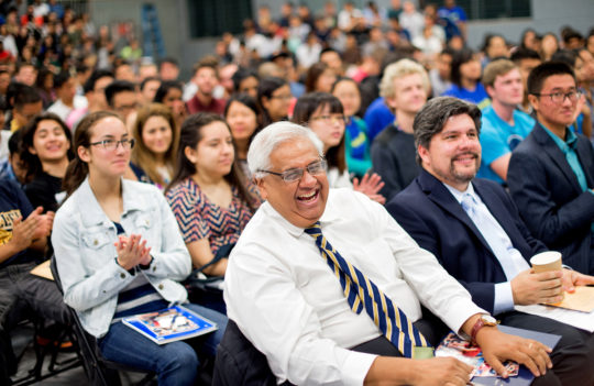 Dean Sastry at New Student Orientation