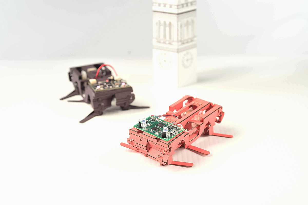 Dash robotics: Small robot kits based on biomimetics. The most popular design, Dash, is modeled after a cockroach, but made of flexible plastic.