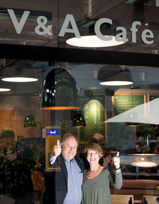 Andrew and Virginia Rudd celebrate the café opening