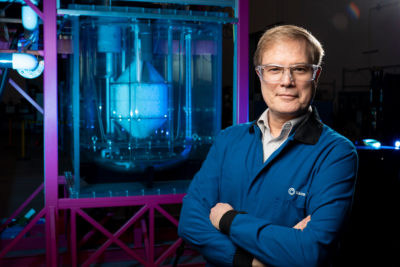 Nuclear engineering professor Per Peterson at Kairos Power lab