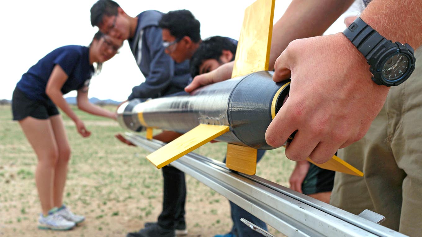 Students prepare rocket for launch