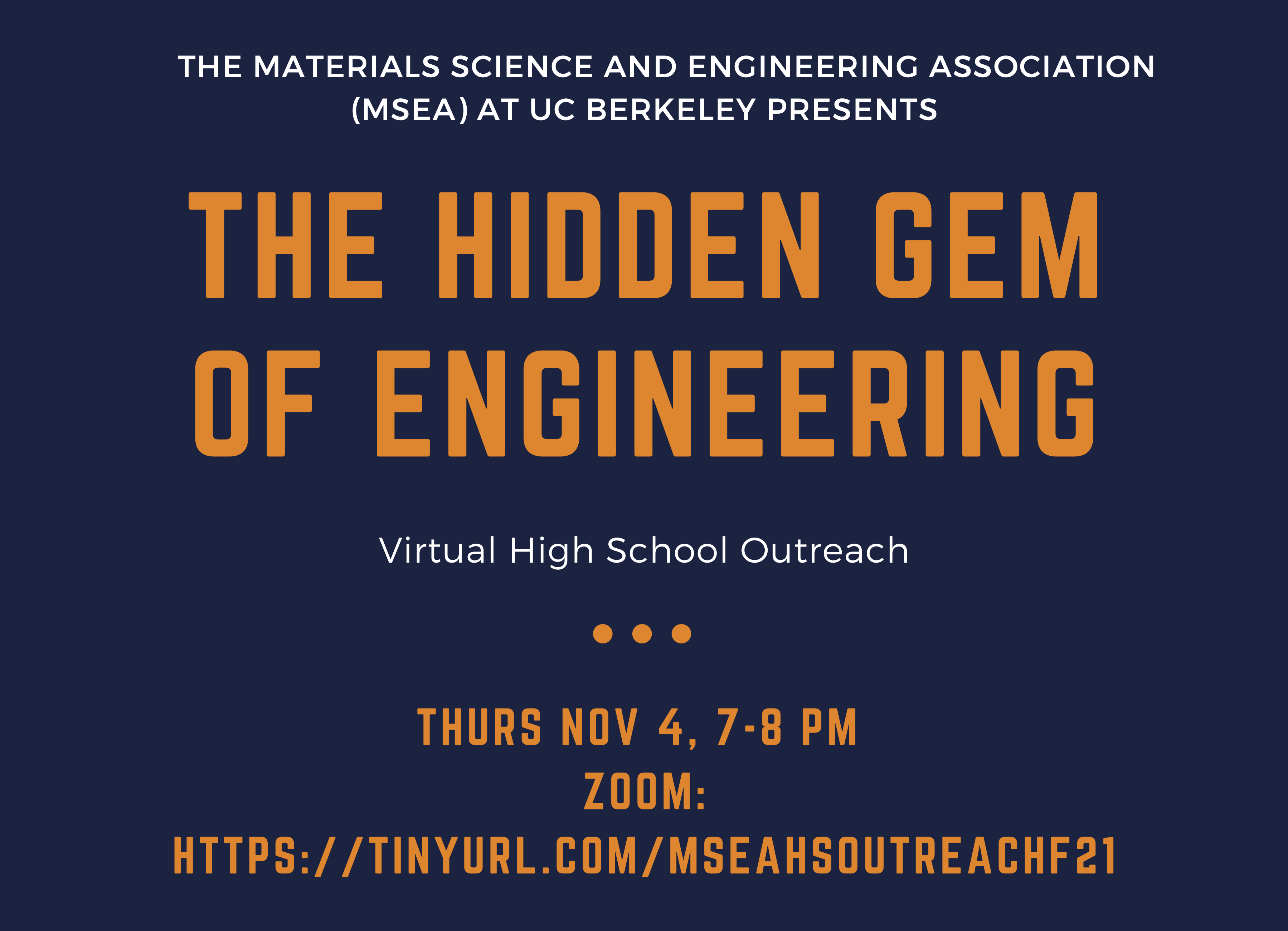 Event for high school students to learn about Materials Science and Engineering on November 4, 2021