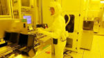 An Intel Corp. chip manufacturing technician in a clean room