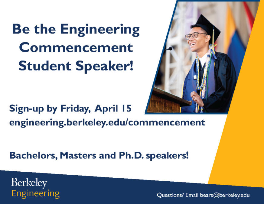 Be the engineering commencement student speaker!