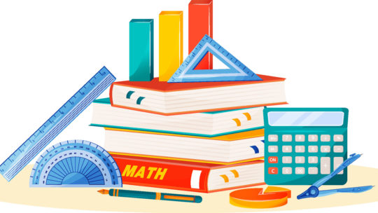 Illustration of math tools and books