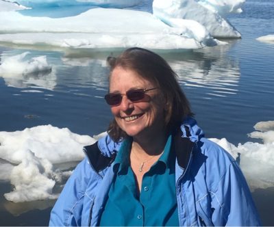 Leslie Field in front of melting glaciers