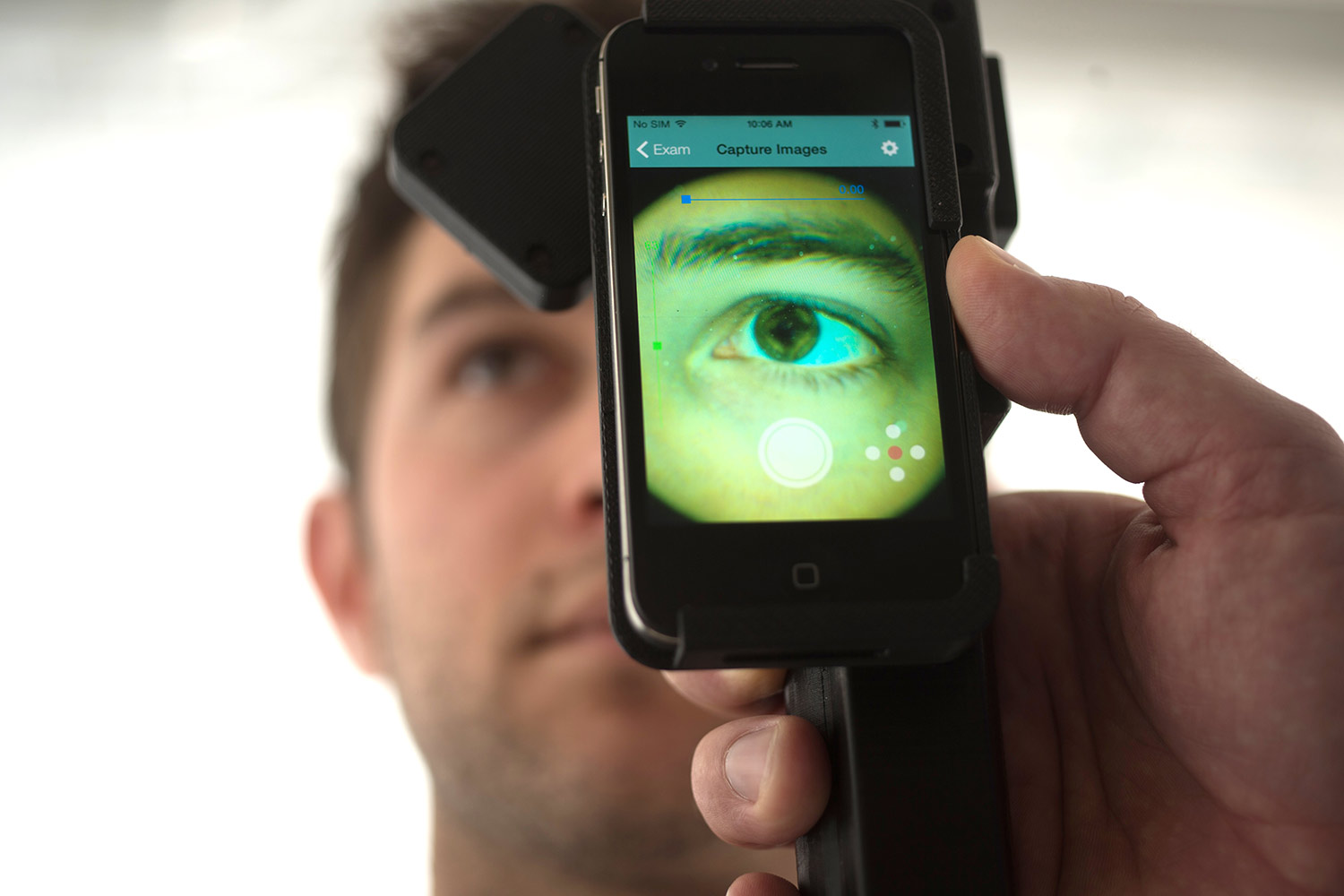 Cellphone being used for eye exam