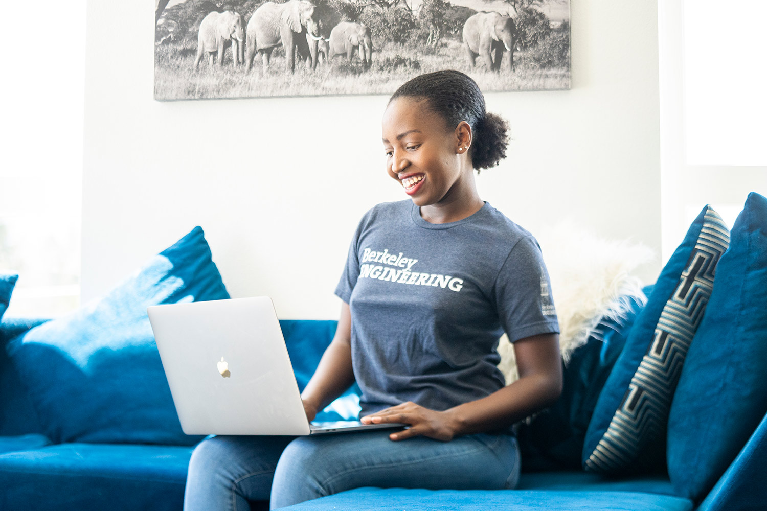 Gloria Tumushabe, EECS graduate student and founder of Afro Fem Coders, at home in Sunnyvale