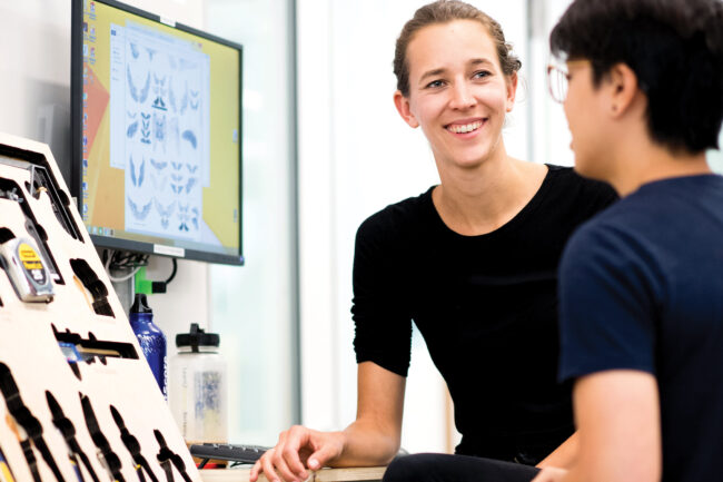 Students with design tools in Jacobs Hall