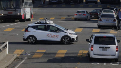 Photo of autonomous car on the street.