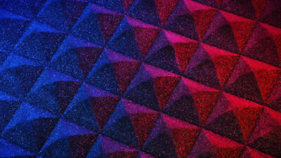 Image of soundproofing material under red and blue lighting.