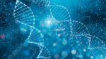 DNA double helix with sparkling nodes