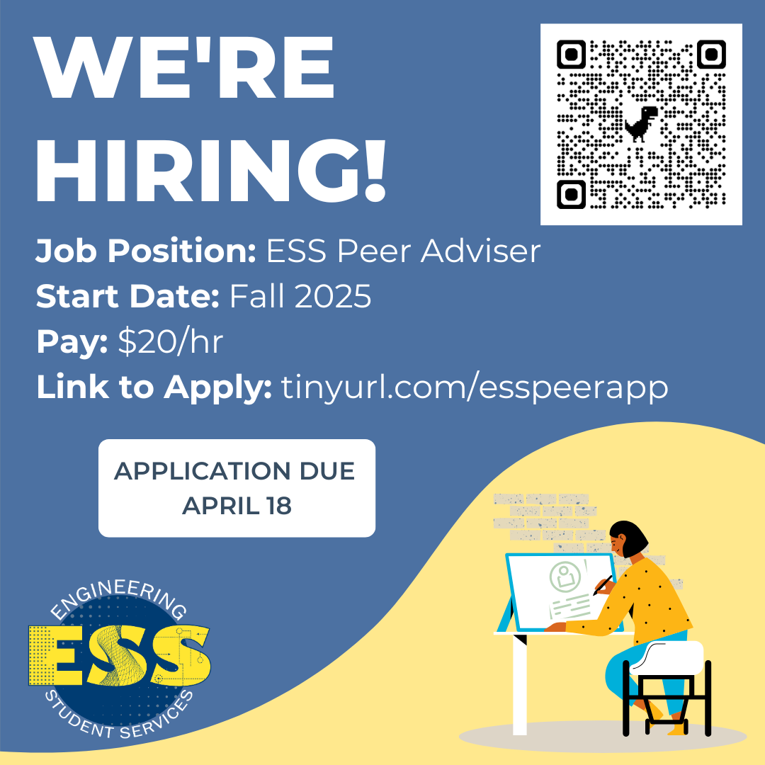 We're hiring! ESS Peer Adviser poster