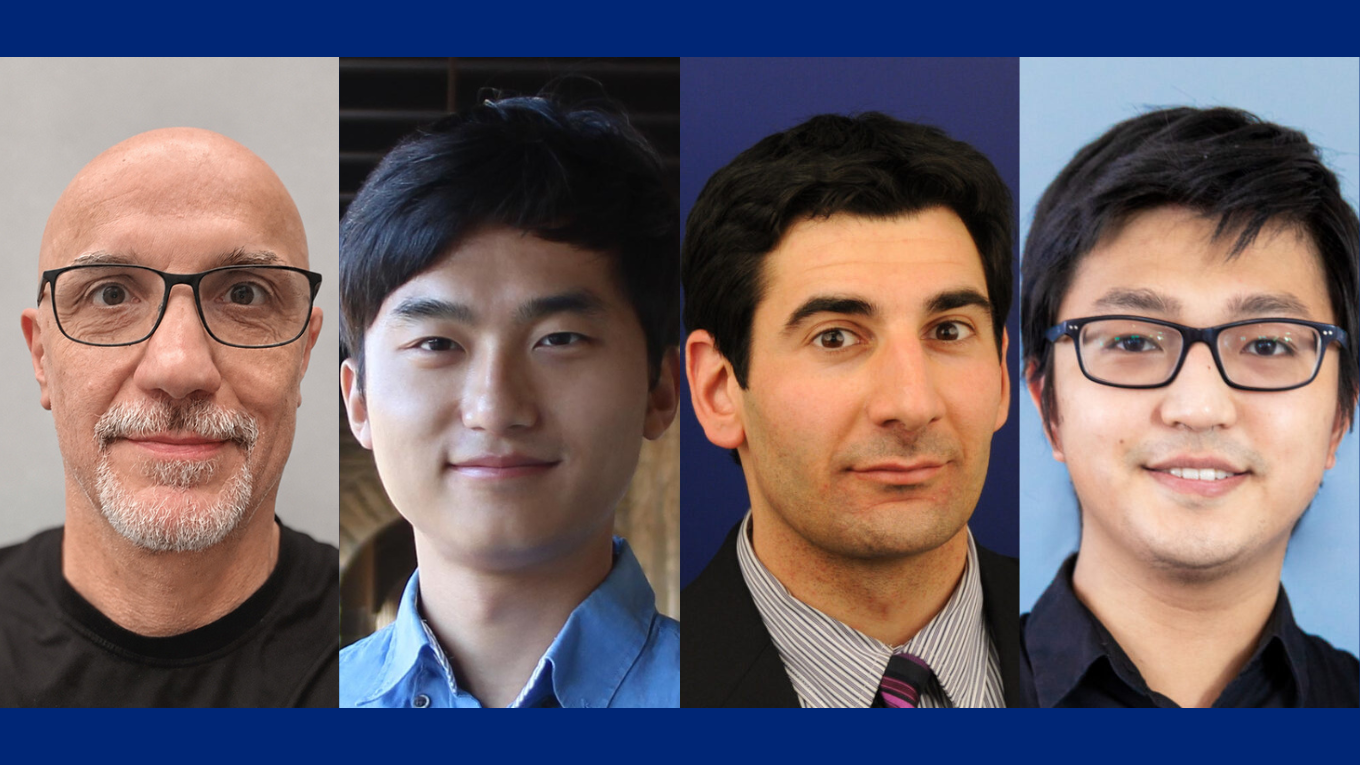 Headshots from left to right: Behcet Açıkmeşe, YoungJu Jo, Michael Sangid and Chenyang Zhong.