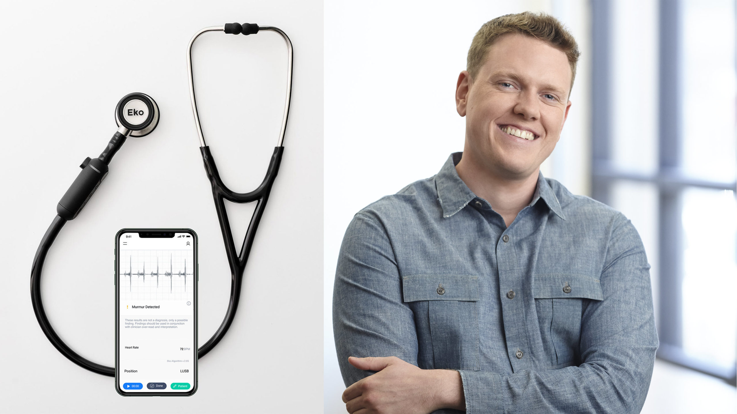 Eko stethoscope and co-founder Tyler Crouch