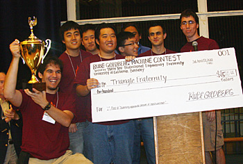 Cal Triangle team displays their trophy and $500 cash prize.