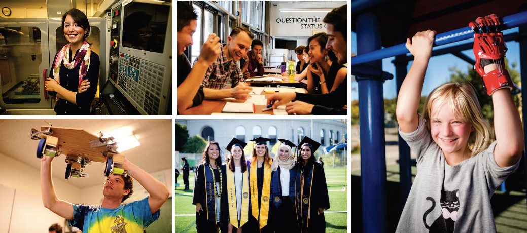 Collage of photos of students and faculty